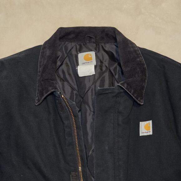 Vintage Carhartt Detroit Jacket J01 Made USA Blk Duck Quilted Lined Men’s Large - Picture 2 of 16